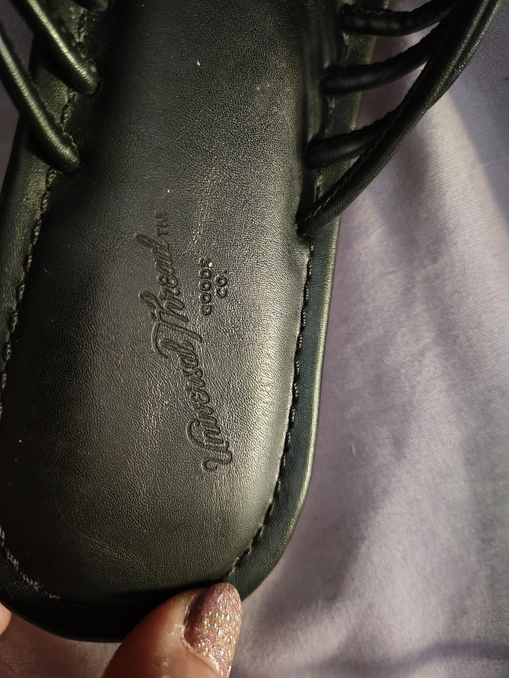 Black Womens Slide Sandals with Metallic Accent From Universal Threads For Sale - Picture 2 of 5